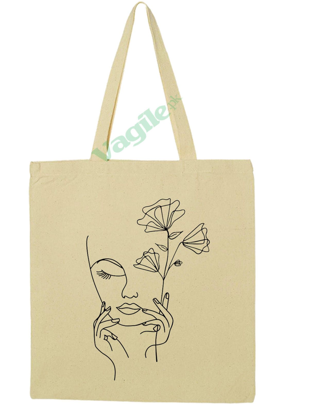 Vagile One Line Drawing Face with Flowers Tote l Aesthetic Tote Bag ...